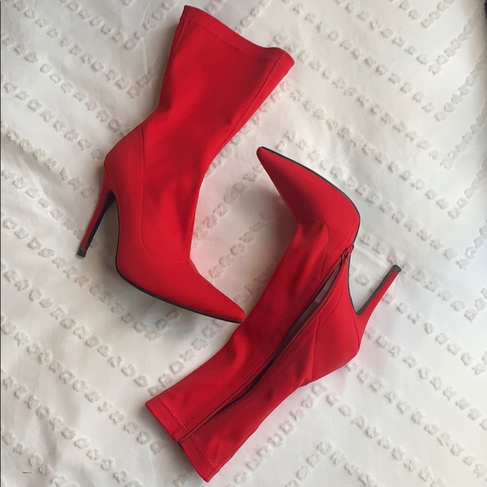 Public Desire Sock Boots Red